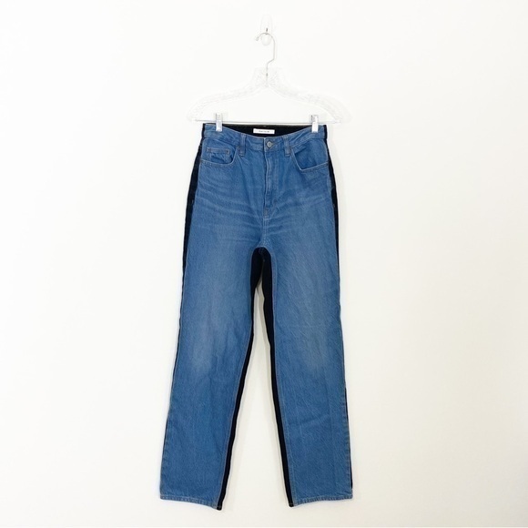 Pacsun 27 90s Boyfriend High Rise Jeans Blue Black Two Tone Paneled Straight Leg - Picture 2 of 12